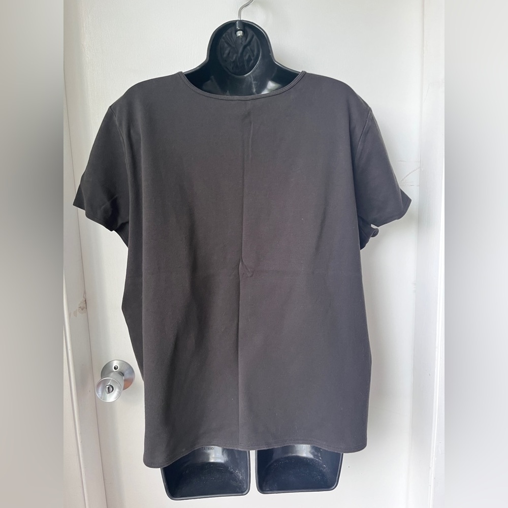 Eileen Fisher Plus Size Black Jersey Crew Neck Short Sleeve Tee Top 1X - Picture 3 of 8
